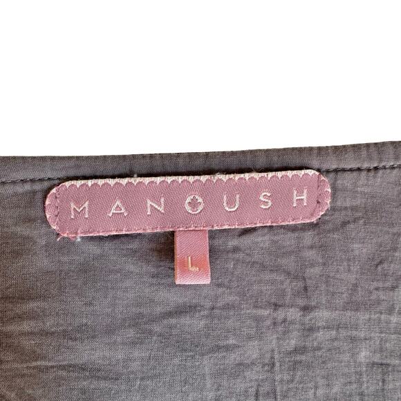 Manoush Boho Embroidered Peasant Top Gray Black Cotton Blouse Size L - Picture 2 of 11